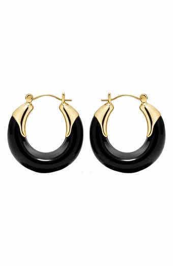 Black Lucite Hoop Earrings