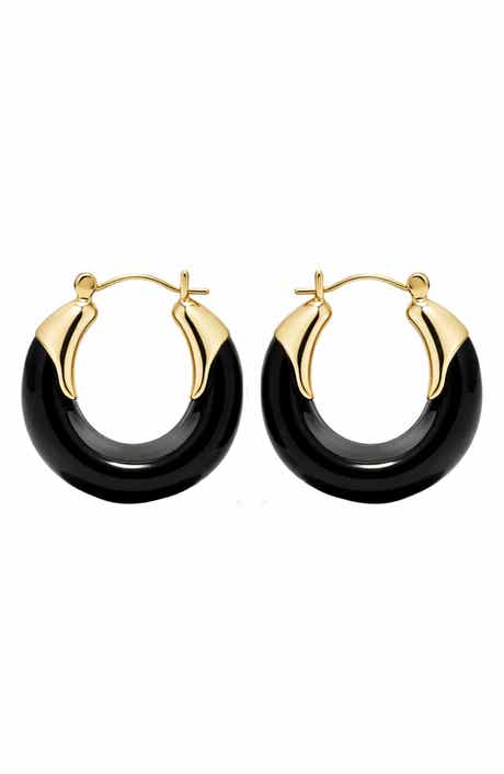 Black Lucite Hoop Earrings