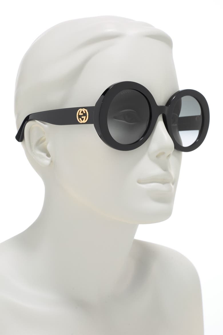 52mm Round Sunglasses, Alternate, color, BLACK BLACK GREY