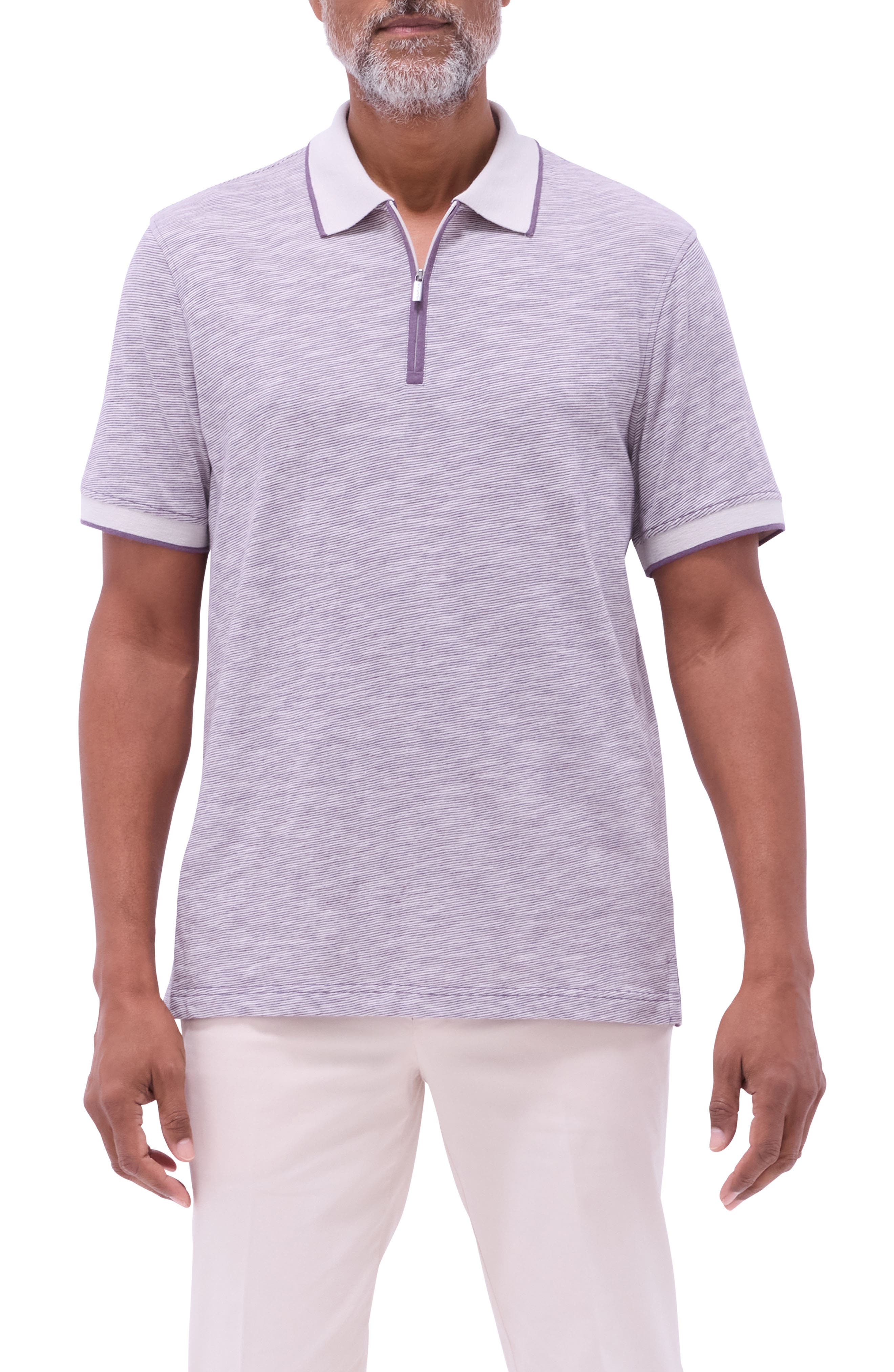 Cotton & Linen Quarter Zip Polo