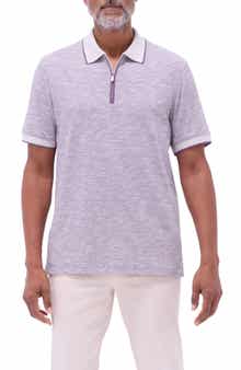 Bugatchi Cotton & Linen Quarter Zip Polo