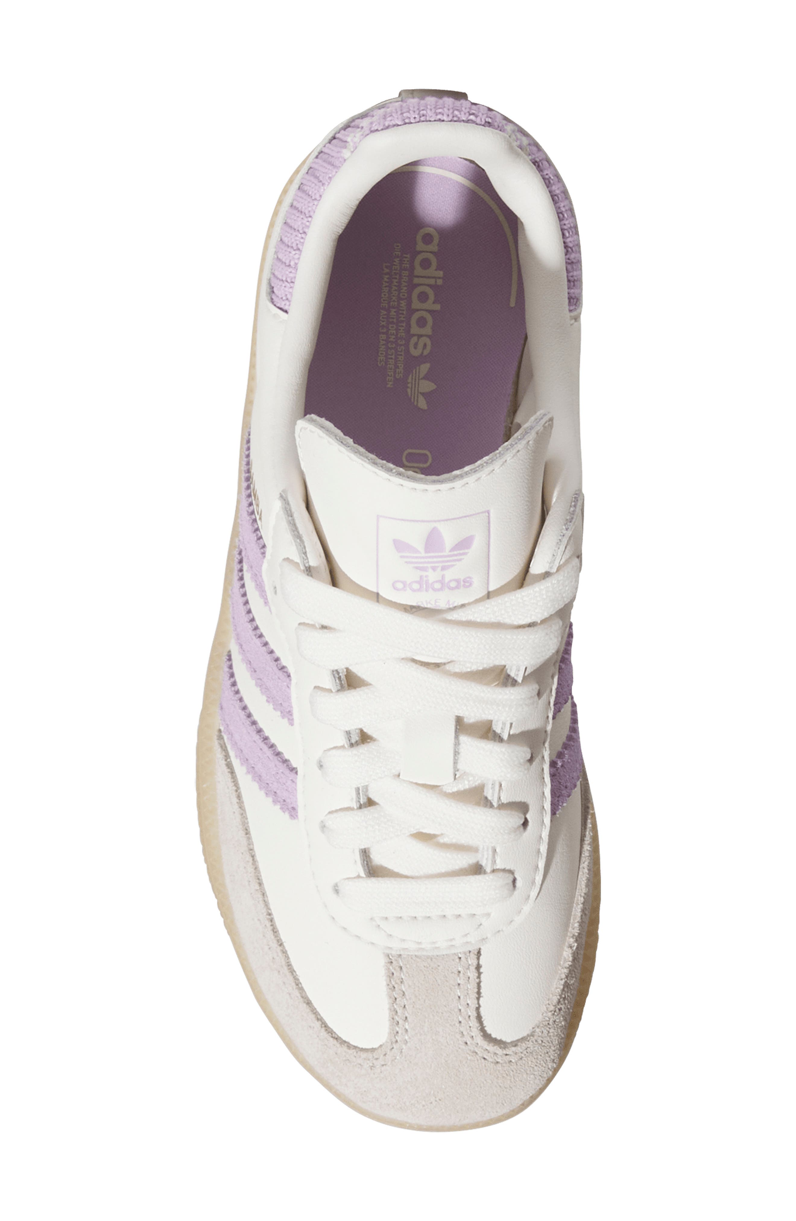 adidas Kids' Samba OG Sneaker, Alternate, color, Cloud White/ Plum/ Gum 3