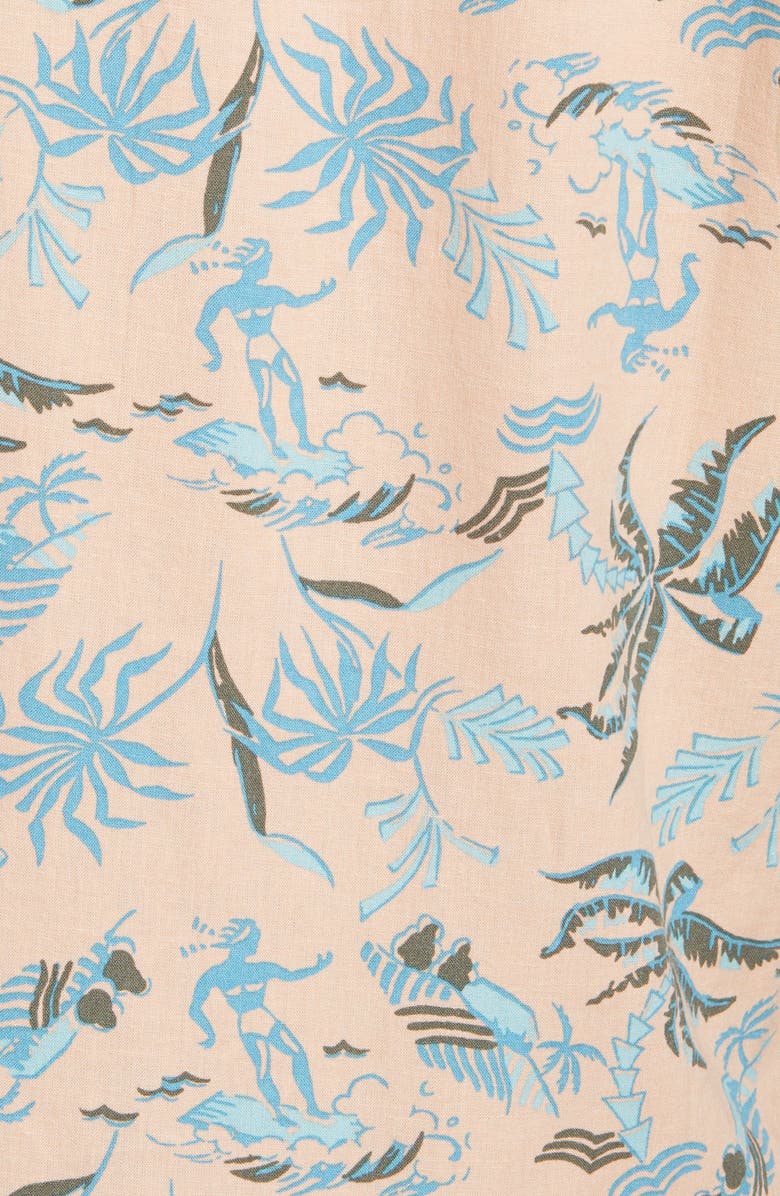 Rails Carson Stripe Short Sleeve Linen Blend Button-Up Shirt, Alternate, color, Pink Surf