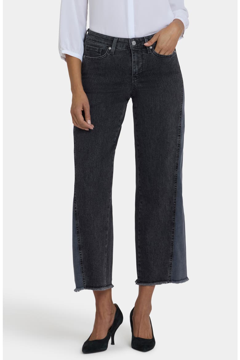 Teresa Two-Tone Frayed Hem Wide Leg Jeans, Main, color, STREET SHADE
