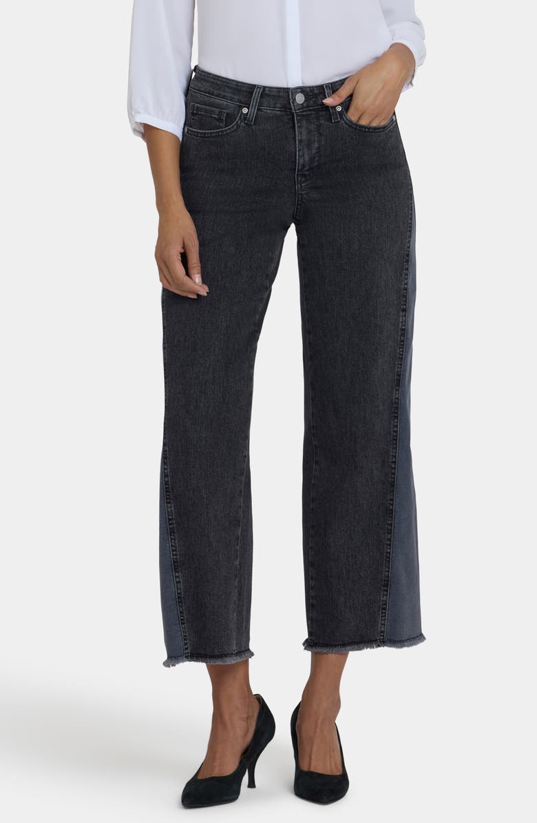 NYDJ Teresa Two-Tone Frayed Hem Wide Leg Jeans, Main, color, Street Shade