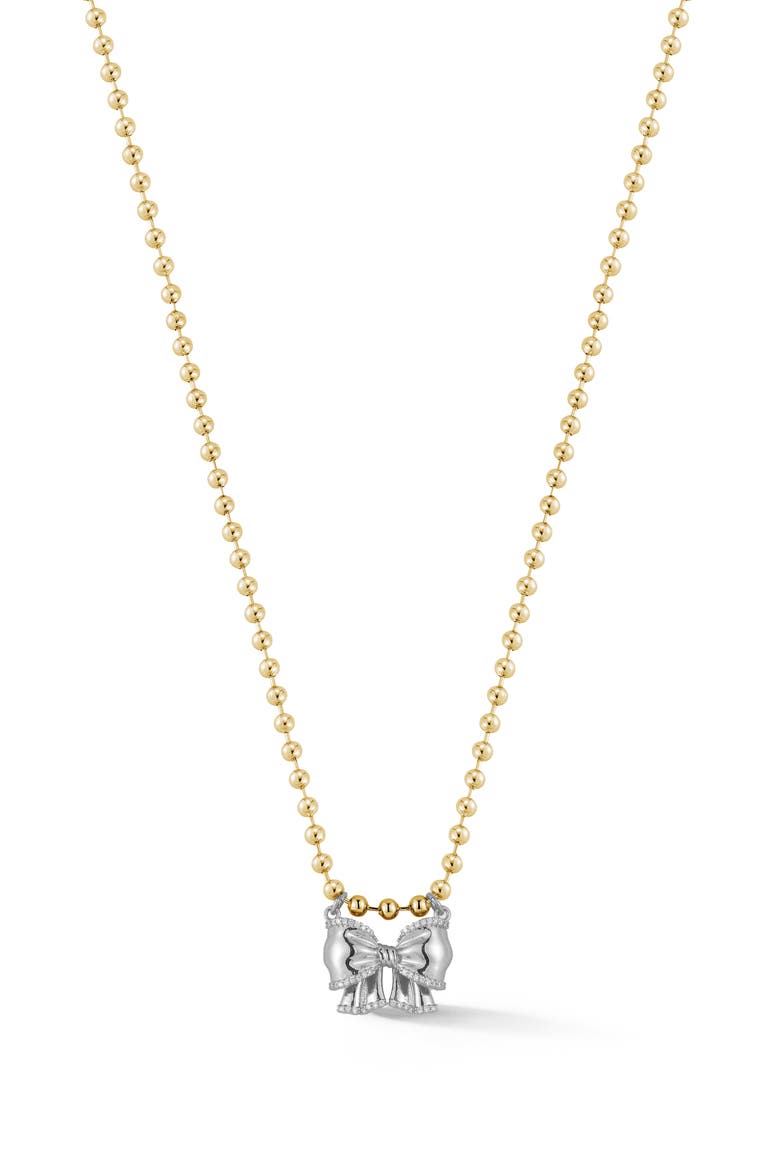 Two Tone Bow Pendant Necklace, Main, color, SILVER MULTI