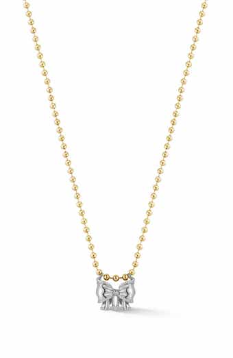 Two Tone Bow Pendant Necklace
