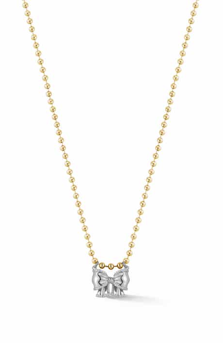 Two Tone Bow Pendant Necklace
