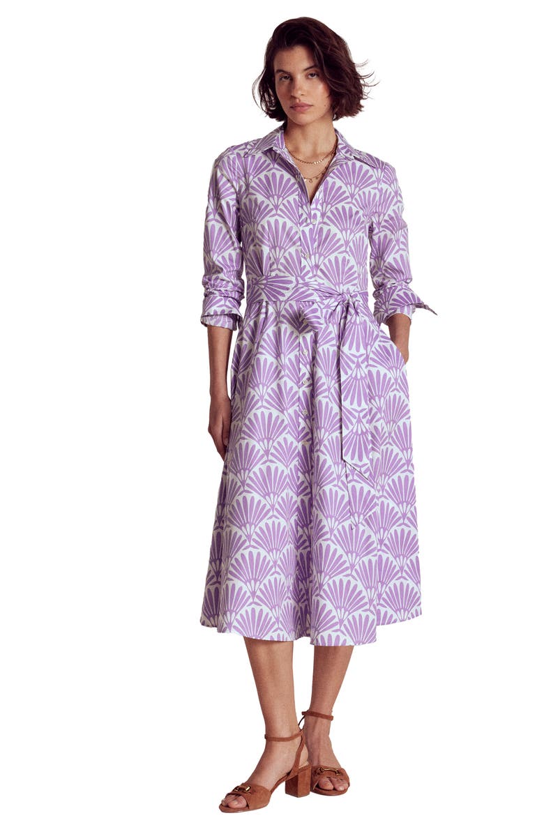 Boden Amy Print Long Sleeve Stretch Cotton Shirtdress, Alternate, color,