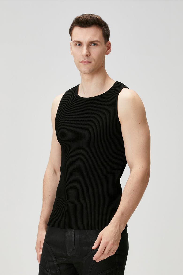 Knitted Tank Top, Alternate, color, BLACK