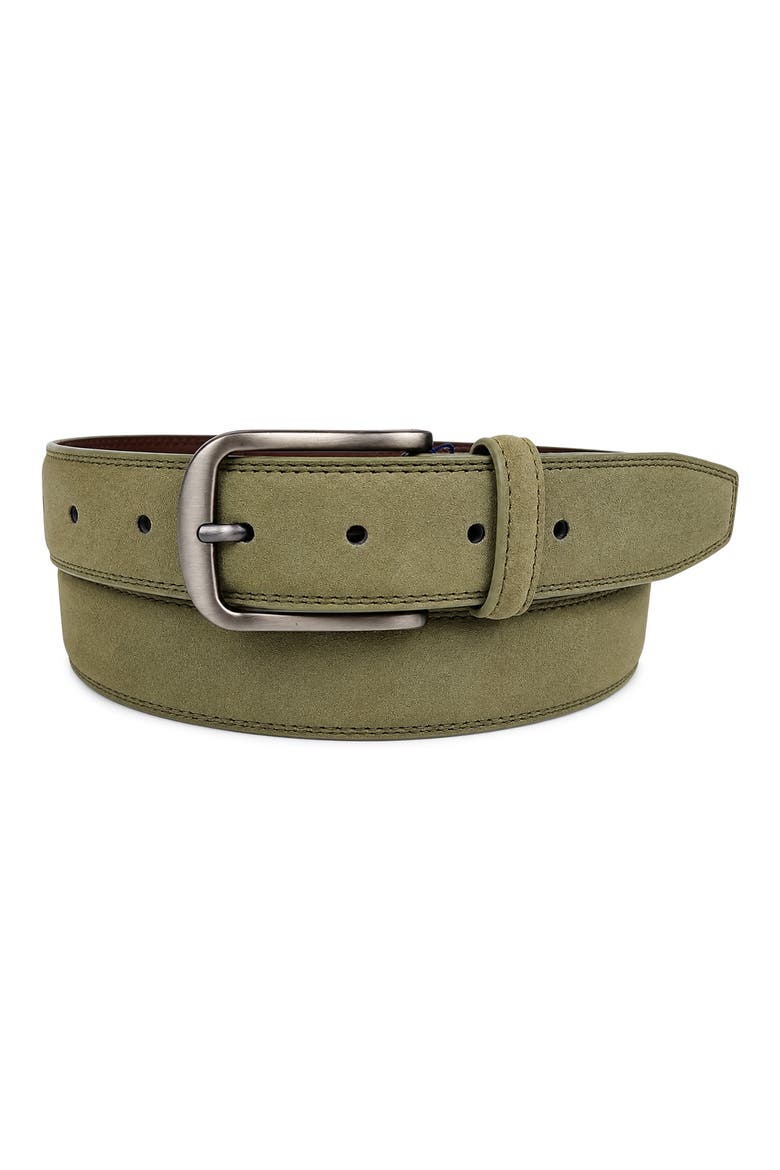 Double Stitch Feather Edge Belt, Main, color, OLIVE