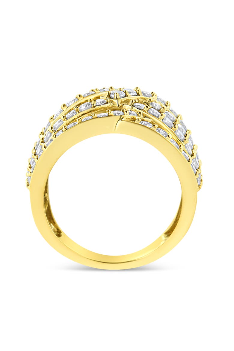 10K Gold 3.00 Cttw Diamond Multi Row Bypass Cocktail Band Ring, Alternate, color, Yellow Gold