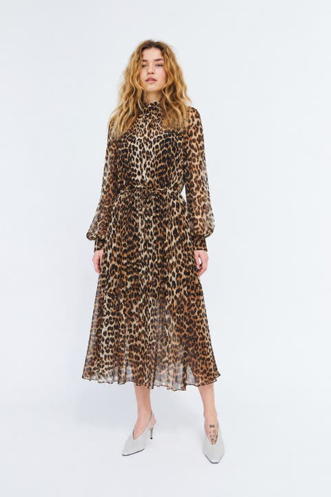 Rachelacras Pleated High Neck Midi Dress