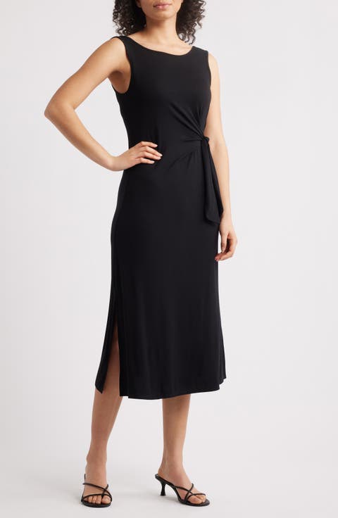 Side Tie Sleeveless Midi Dress