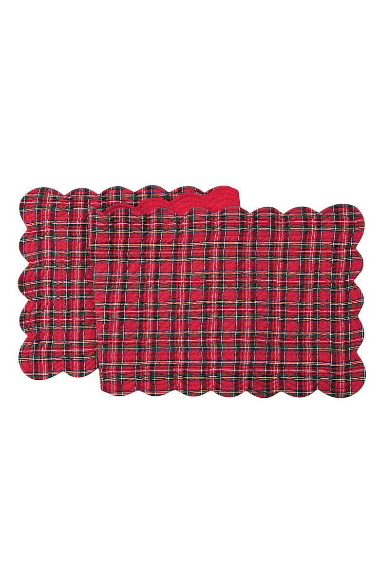 C&F Home Red Plaid Cotton Quilted Christmas Table Runner, Main, color, Red