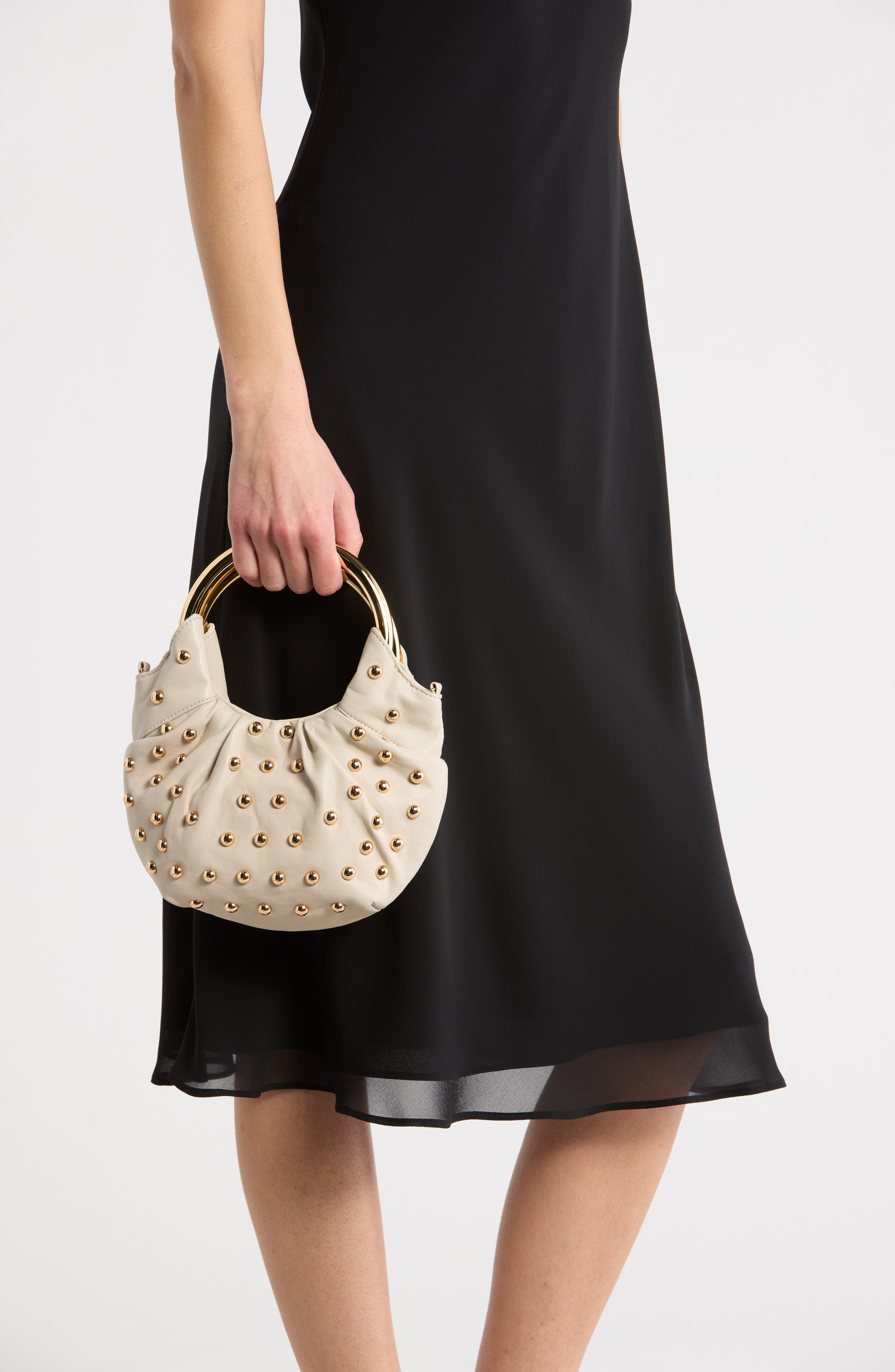 Dolce Vita Becca Stud Shoulder Bag, Alternate, color, Cream