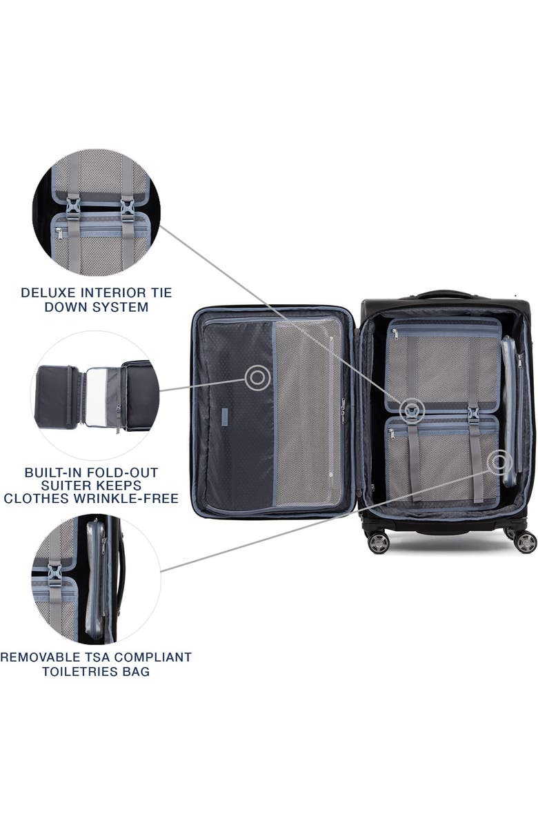TRAVELPRO Platinum Elite Softside Expandable Medium 25-Inch Checked Luggage, Alternate, color, Shadow Black