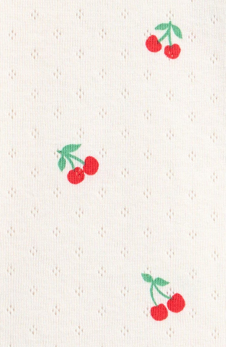 Mini Boden Kids' Ruffle Pointelle Top, Alternate, color, Ivory Cherries