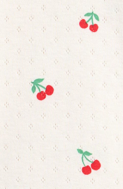 Shop Mini Boden Kids' Ruffle Pointelle Top In Ivory Cherries