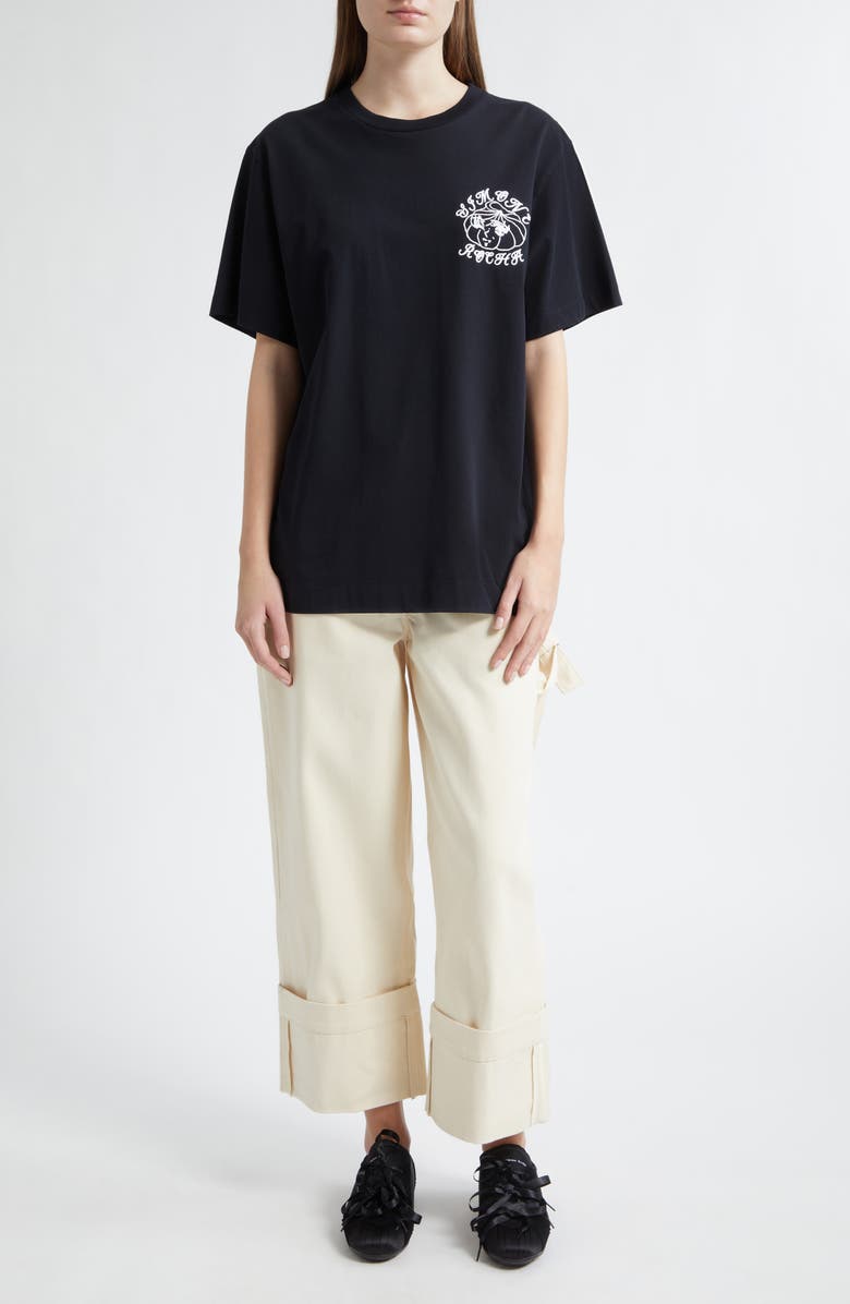 Simone Rocha Dim Sum Logo Print T-Shirt, Alternate, color, Black/ White