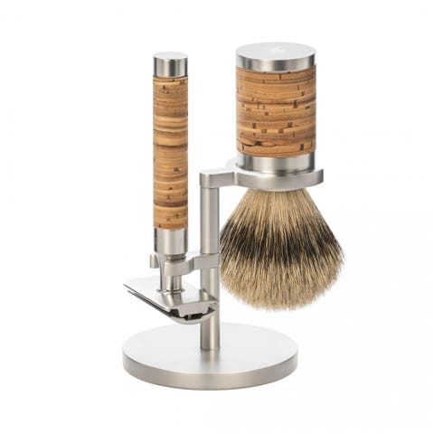 Rocca Birch Bark & Stainless Steel 3-Piece Silvertip Badger & Safety Razor Shaving Set