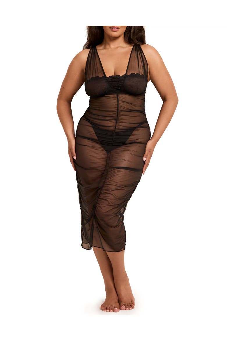 Eave Slip & G-String Set Lingerie, Main, color, Black