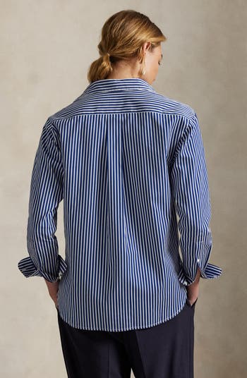 Stripe Relaxed Fit Cotton Button-Up Shirt