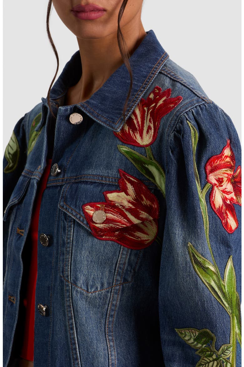 Elijah Embroidered Appliqué Denim Jacket, Alternate, color, FREYJA BLUE/ SOFT TULIP