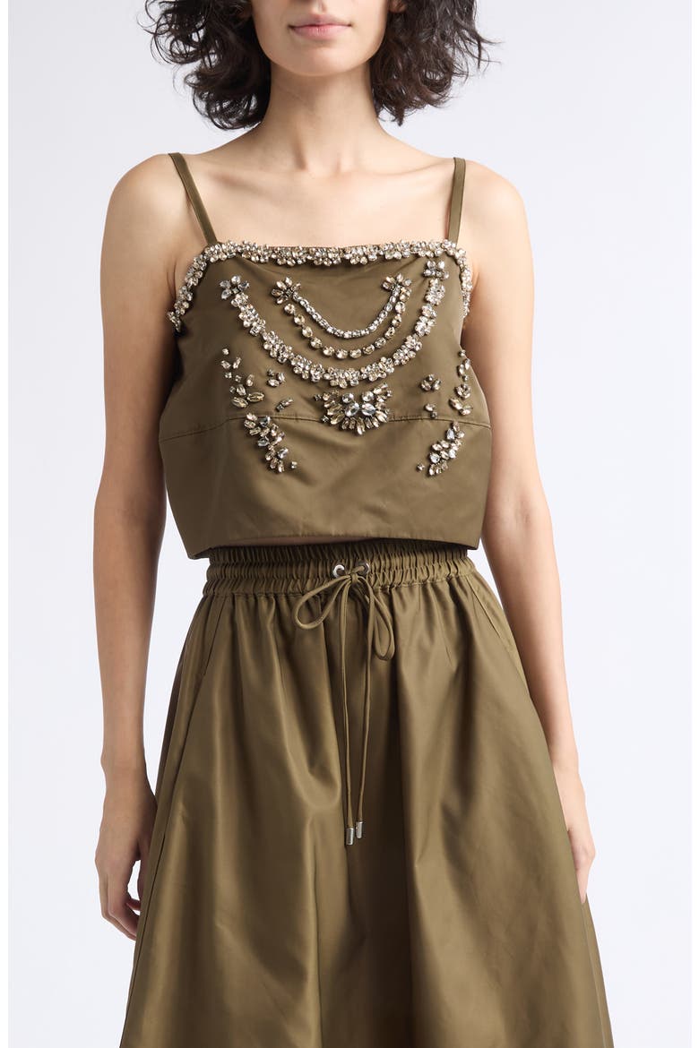Marilyn Rhinestone Crop Camisole, Main, color, DARK OLIVE