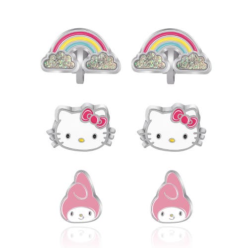 Hello Kitty Clip On Earrings 3-pack, Rainbow, My Melody And  Earrings In Metallic