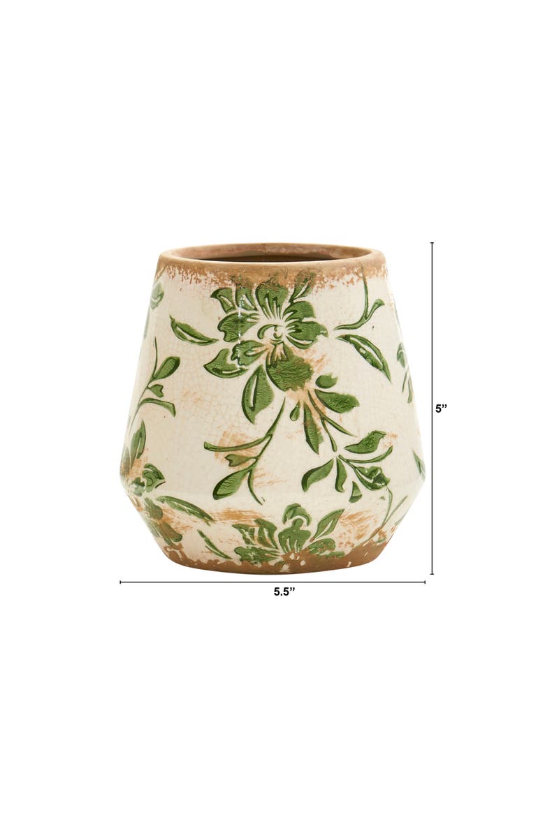 5.5-in Tuscan Ceramic Green Scroll Planter, Alternate, color, Green