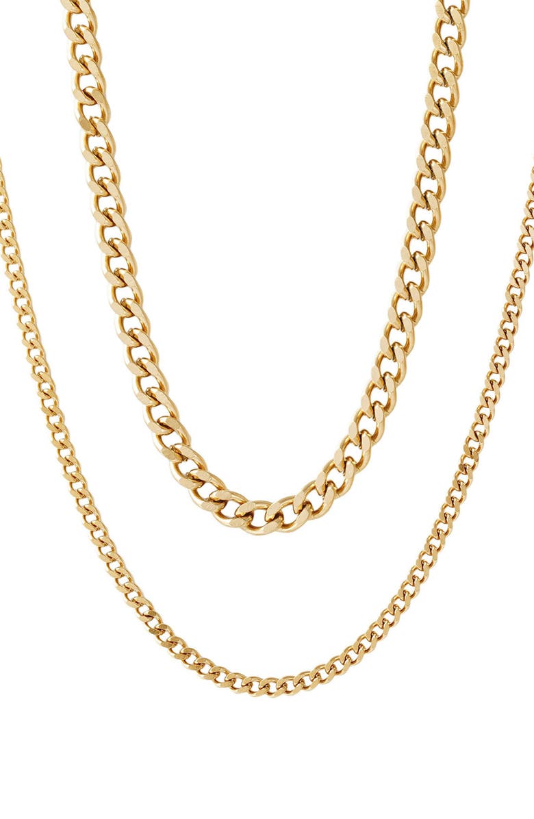 Adornia Men's Set of 2 Water Resistant Curb Chain Necklaces, Main, color, Gold