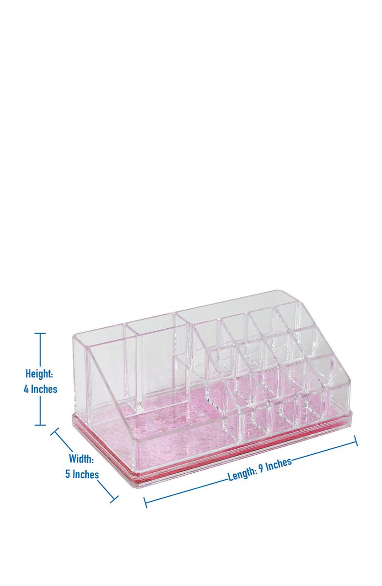 KENNEDY INTERNATIONAL Simplify Pink 16 Compartment Glitter Cosmetic Organizer, Alternate, color, 