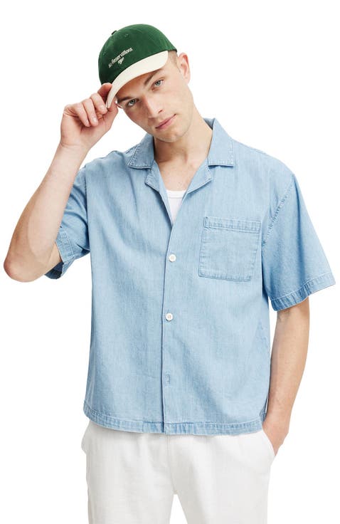 【WHO.A.U】Steve Denim Short Sleeve Shirts Steve Denim Short Sleeve Shirts - 후아유닷컴