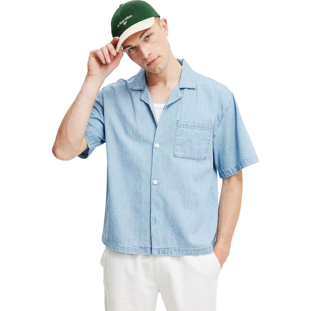 COTTON ON COTTON ON DENIM BOX FIT SHORT SLEEVE SHIRT