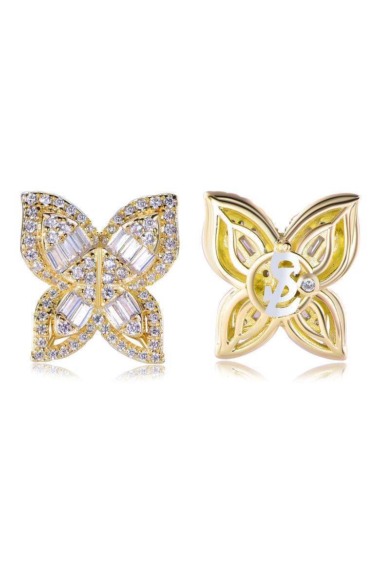 Cubic Zirconia Butterfly Stud Earrings, Alternate, color, GOLD