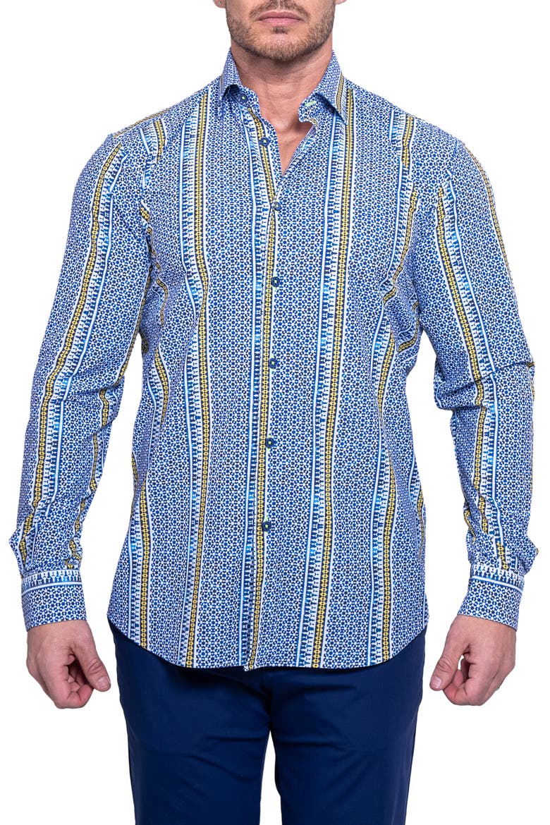 Fibonacci Resistance Contemporary Fit Button-Up Shirt, Main, color, BLUE
