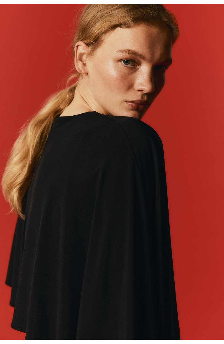 H&M Cape-detail Top, Alternate, color, Black