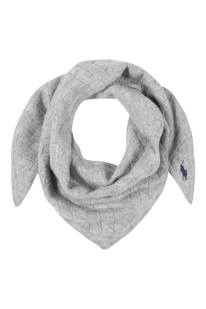 Cable Knit Wool & Cashmere Triangle Scarf, Main, color, SOFT GREY