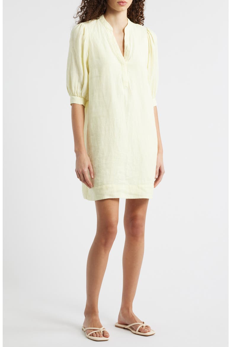 Mialeigh Limoncello Linen Popover Dress, Main, color, LIMONCELLO X RESORT WHITE