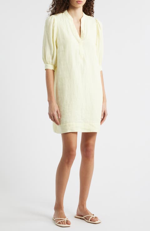 Mialeigh Limoncello Linen Popover Dress