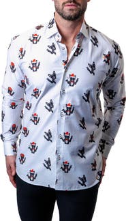 Maceoo Fibonacci Frenchie Peace Regular Fit Cotton Button-Up Shirt