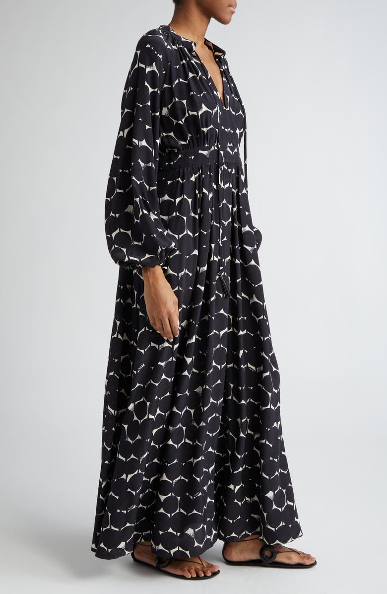 Max Mara Urbania Dot Print Long Sleeve Silk Maxi Dress, Alternate, color, 