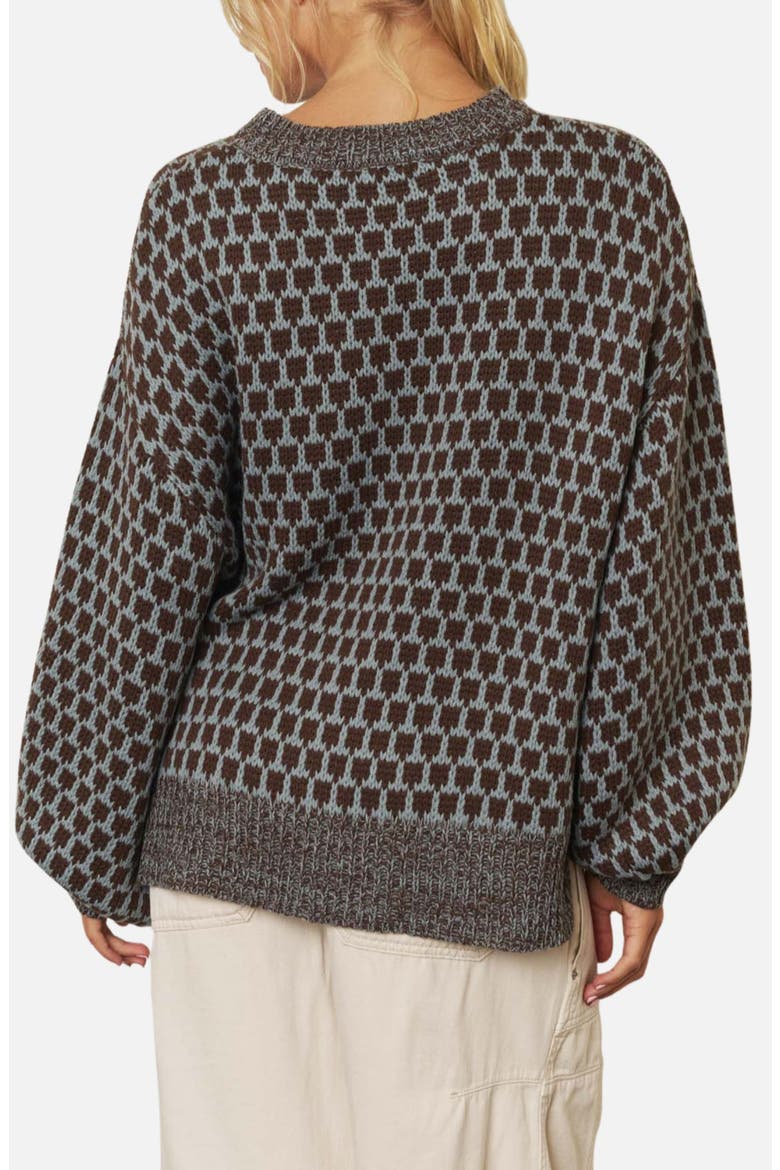 Geometric Pattern Relaxed Sweater, Alternate, color, DUSTY BLUE