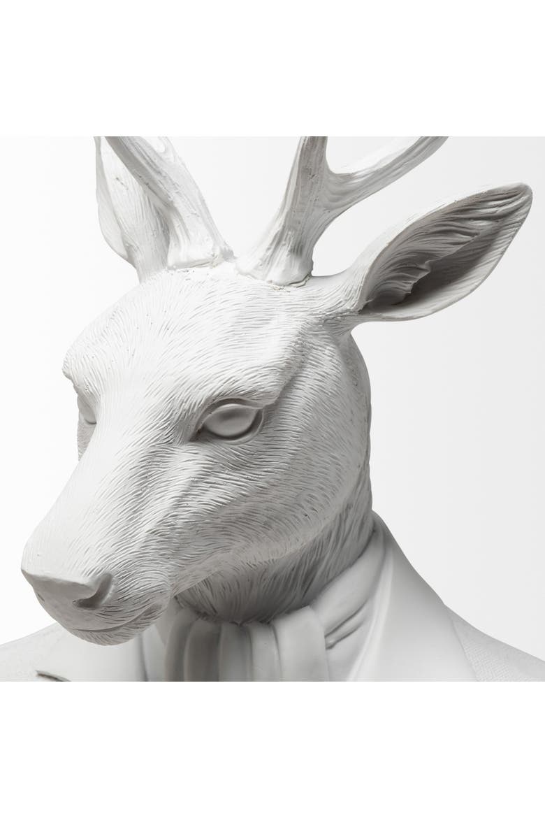 Mozart Painted Resin Deer In A Suit Bust, Alternate, color, White