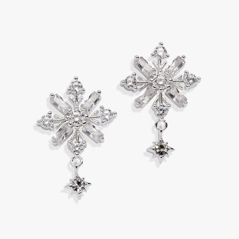 Baguette Snowflake Drop Earrings