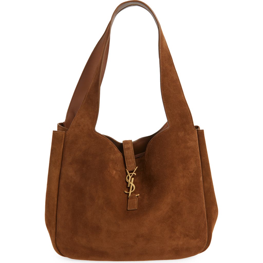 Saint Laurent Le 5 À 7 Bea Suede Tote In Brown