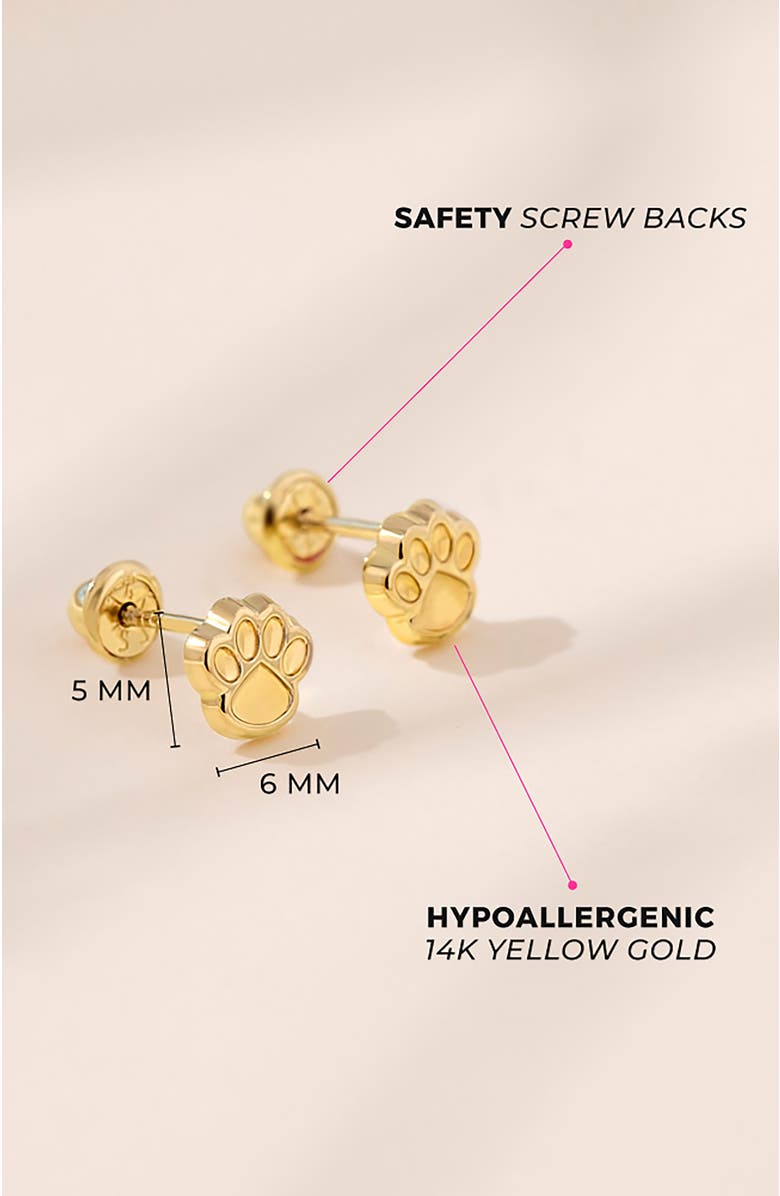 In Season Jewelry 14k Dog Paw Earrings, Alternate, color, Gold