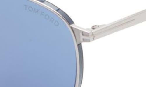Tom Ford Jake 56mm Navigator Sunglasses In Shiny Light Ruthenium/blue
