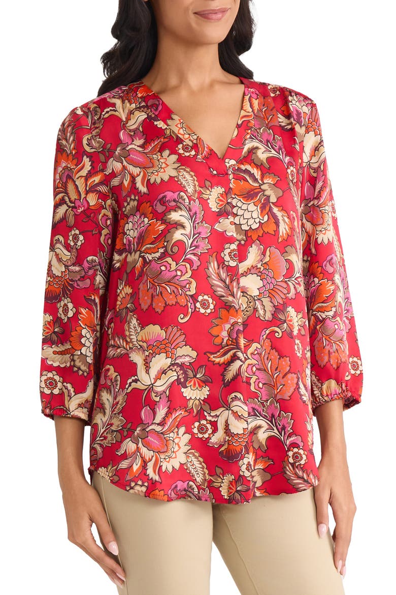 Floral Top, Alternate, color, DEEP ROUGE MULTI